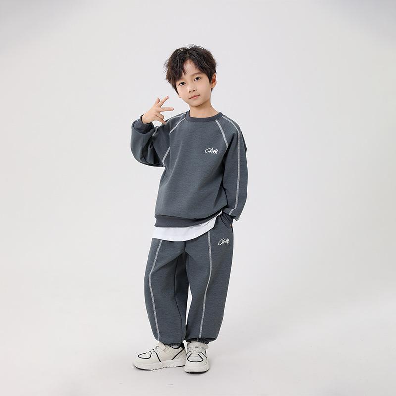 Kids' Autumn/Winter Hoodie & Sweatpants Set: Fleece-Lined Pullover for Boys & Girls