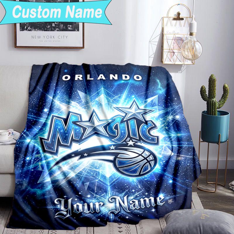 Custom Name Blanket Basketball Orlando Logo Blanket Bedding Blanket for Travel, Camping, Living Rooms, Offices, Sofas, Fan Christmas Gift