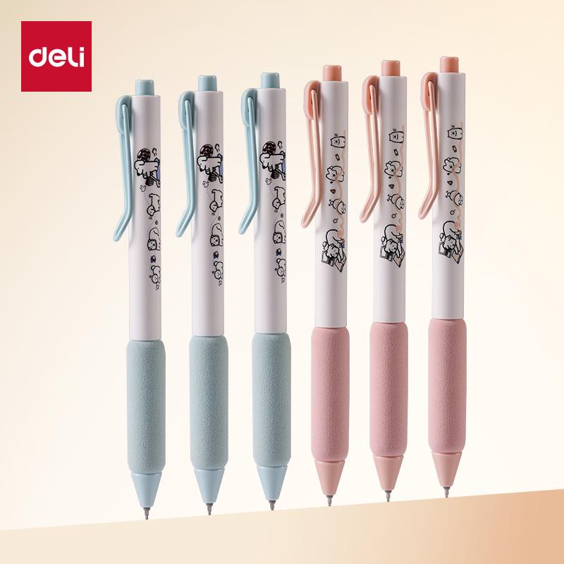 Deli 4pcs Black Ink Quick-drying Cute Gel Pen Signing Pen School Supplies Office Supplies Stationery Gift Kawaii Gel Pens