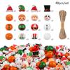 48/80Pcs Christmas Wooden Beads Santa Claus Gingerbread Man Elf DIY Garland Bracelets Xmas Tree Hanging Ornament Home Decoration
