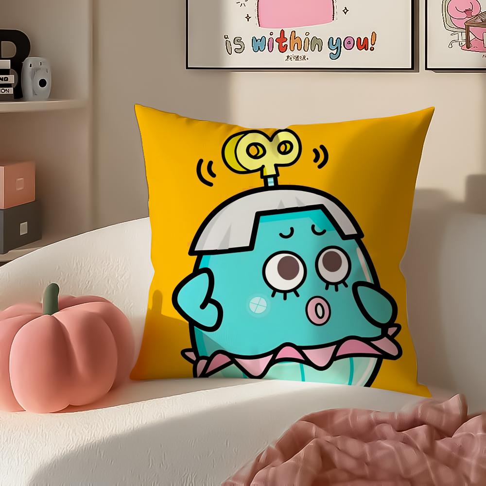 Funny Cartoon HHAPPY FATHER HAPPY SON Cushion Cover Pillowcase Short Plush Invisible Zipper Room Sofa Cushion Cover