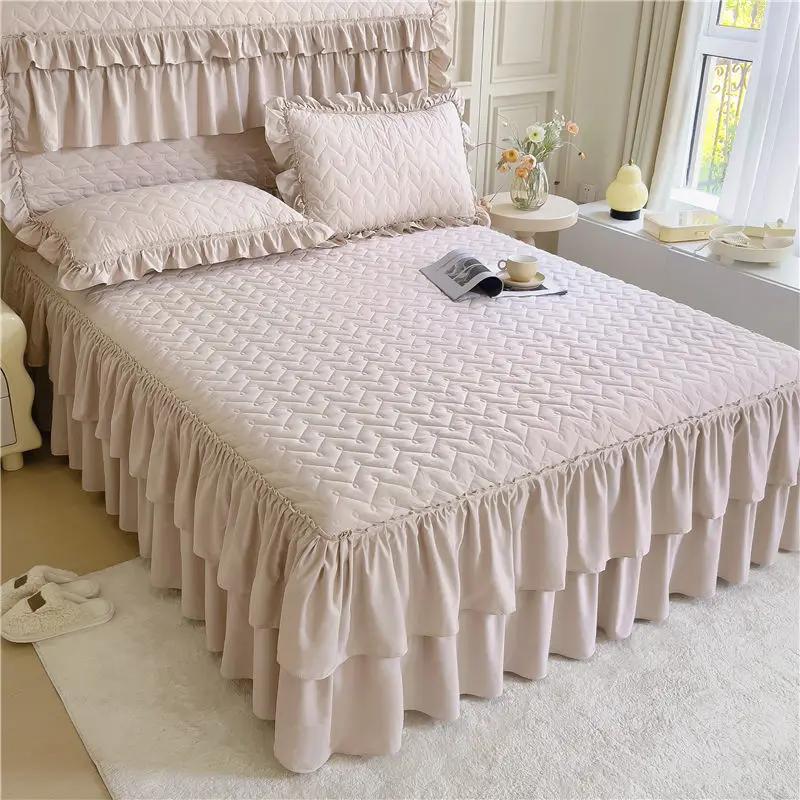 1PCs Thickened Lace Bed Skirt Four Seasons Single Piece Headcover Anti Slip and Dust Proof Bed Covers  Corchas Para La Cama