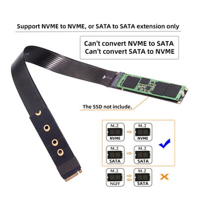 EP-050-BK NGFF M-Key NVME Male To Female Extension PCI Express Cable 30cm PCI-E 4.0 for Mainboard SSD 2280