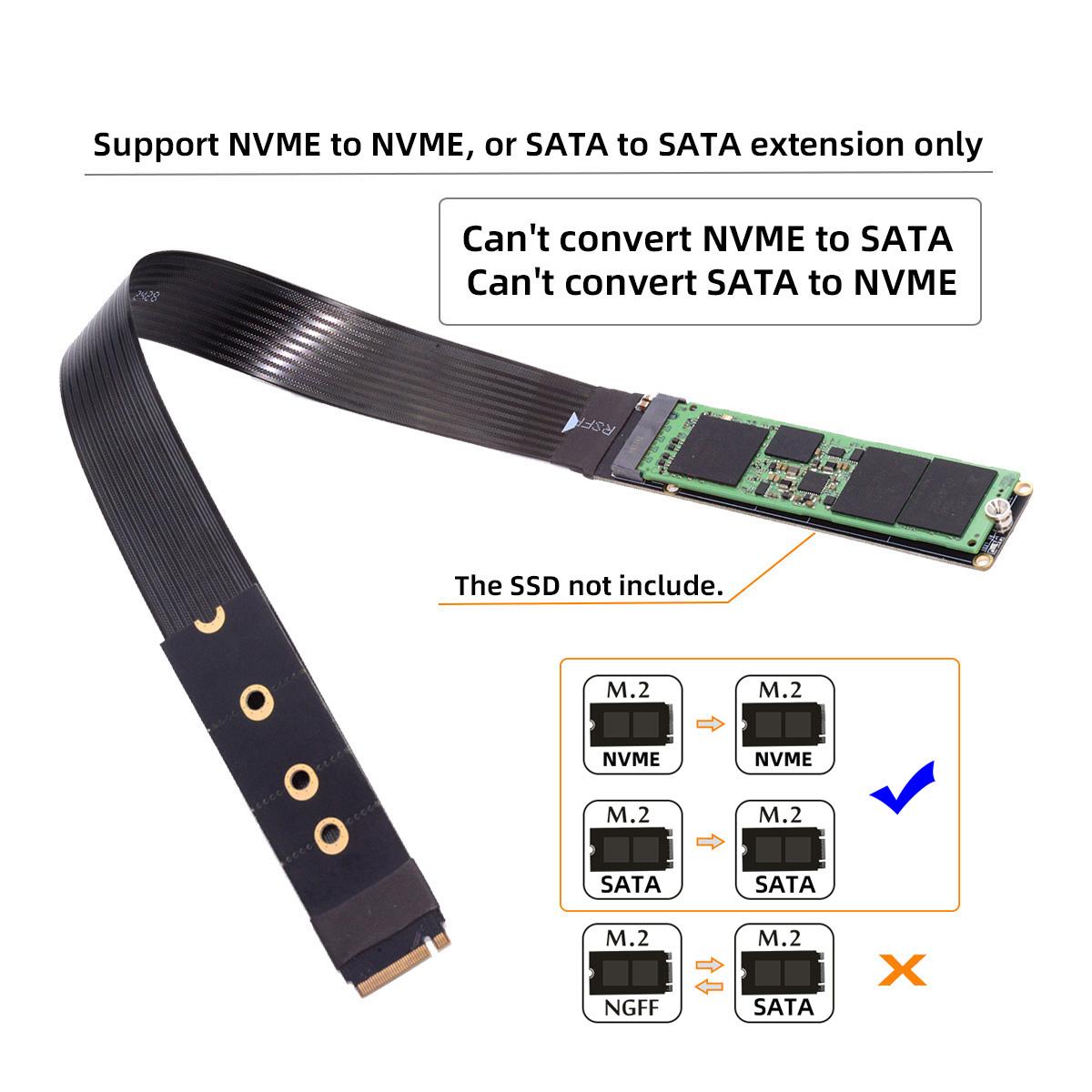 

EP-050-BK NGFF M-Key NVME Male to Female Extension PCI Express Cable 30cm PCI-E 4.0 for Mainboard SSD 2280 As Shown A