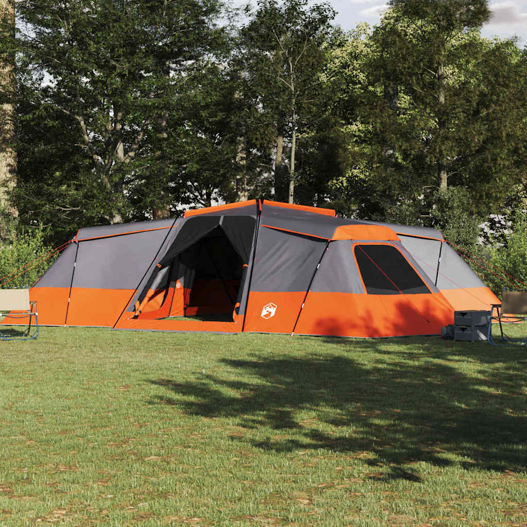 Familienzelt mit grau-orangefarbenem Dach 833 x 585 x 216 cm Taffeta