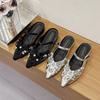 2025 early spring new French heightening pointed bag slippers women's shoes summer 2025 new bow rhinestones