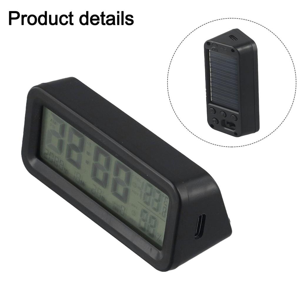 Multi-Color Digital Car Clock Thermometer - LCD Temperature Humidity Gauge with Suction Mount S78