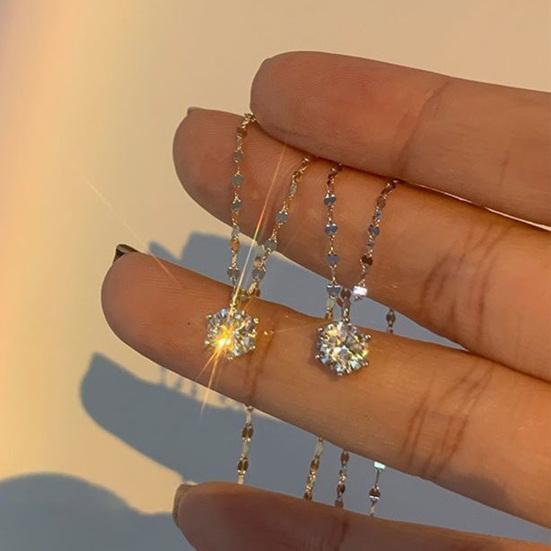 Women Necklace Luxurious High-end Shiny Rhinestone Geometric Neck Chain Female Jewelry