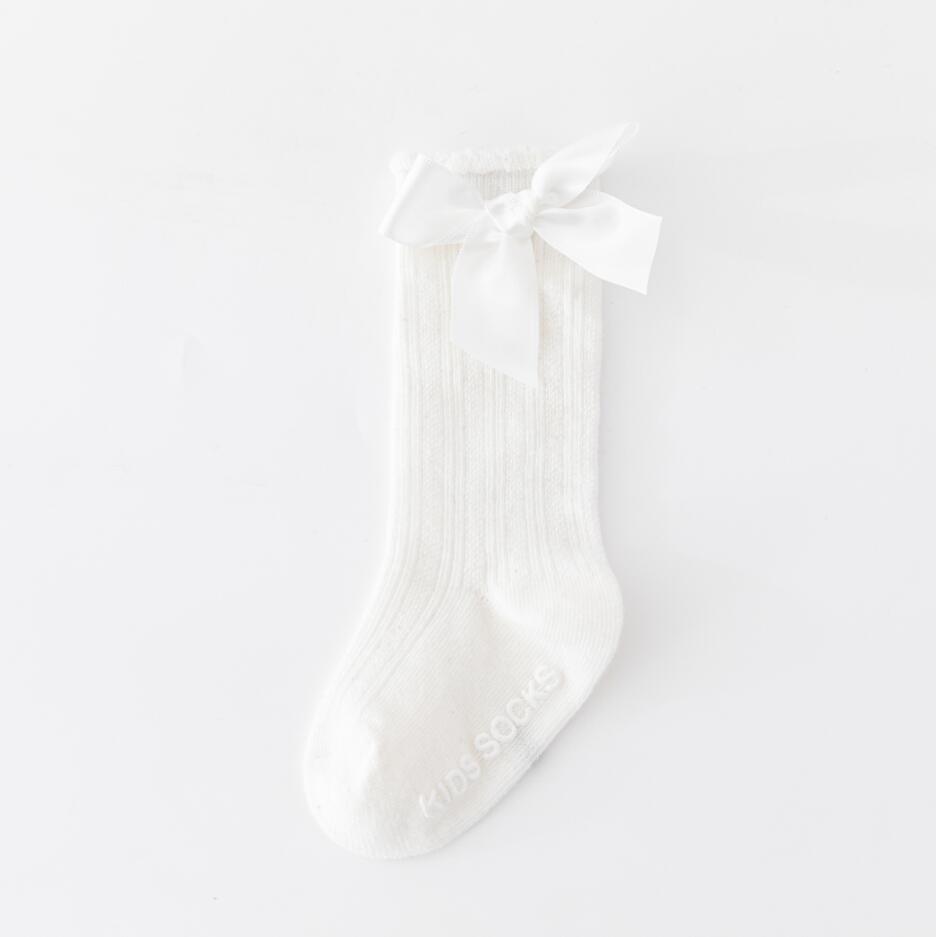 Newborn Baby Girl Socks New Kids Bow Knee High Socks Toddler Soft Cotton Summer Bowknot Hollow Out Children Royal Princess Socks