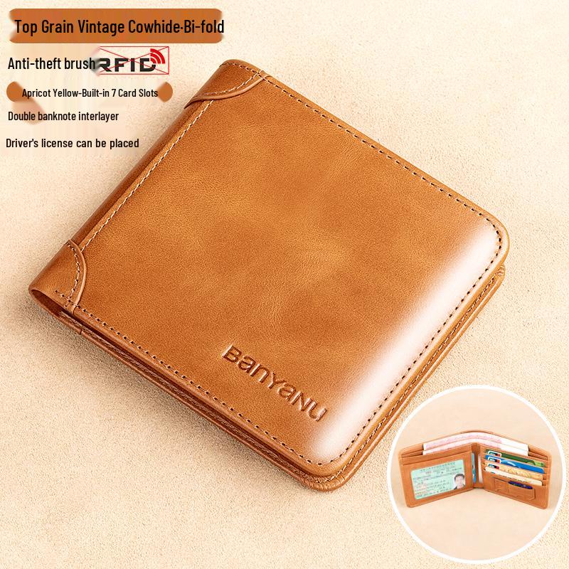 Herren 2025 Neuer Stil Rindsleder Geldbörse mit Geldklammer und Führerscheinfach