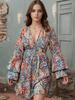 Robe Casual Imprimée Bohème à Col en V pour Femme 2026