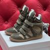 Hidden Inner Height Increase High-Top Women'S Shoes Color Matching Slope Heel Casual Velcro Sneakers Women