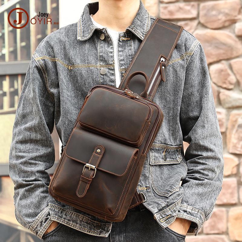 Men's Retro Genuine Leather Crossbody Chest Bag