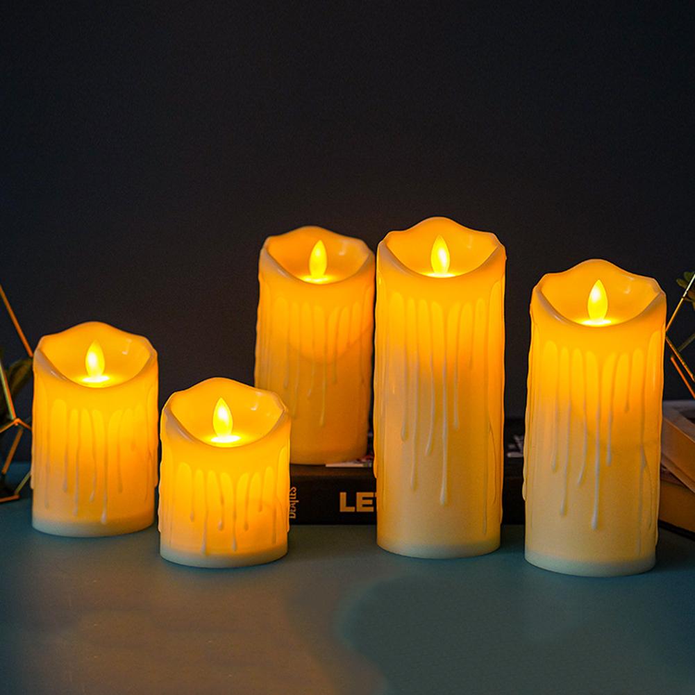 5cm Flickering Light Battery Operated Smooth Electrical Candles Home Decoration Simulation Flickering Pillar Candles for Wedding