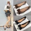 Single shoes women's pointed head flat bottom new thousand bird grid bow temperament lady shoes versatile soft sole ladyshoes