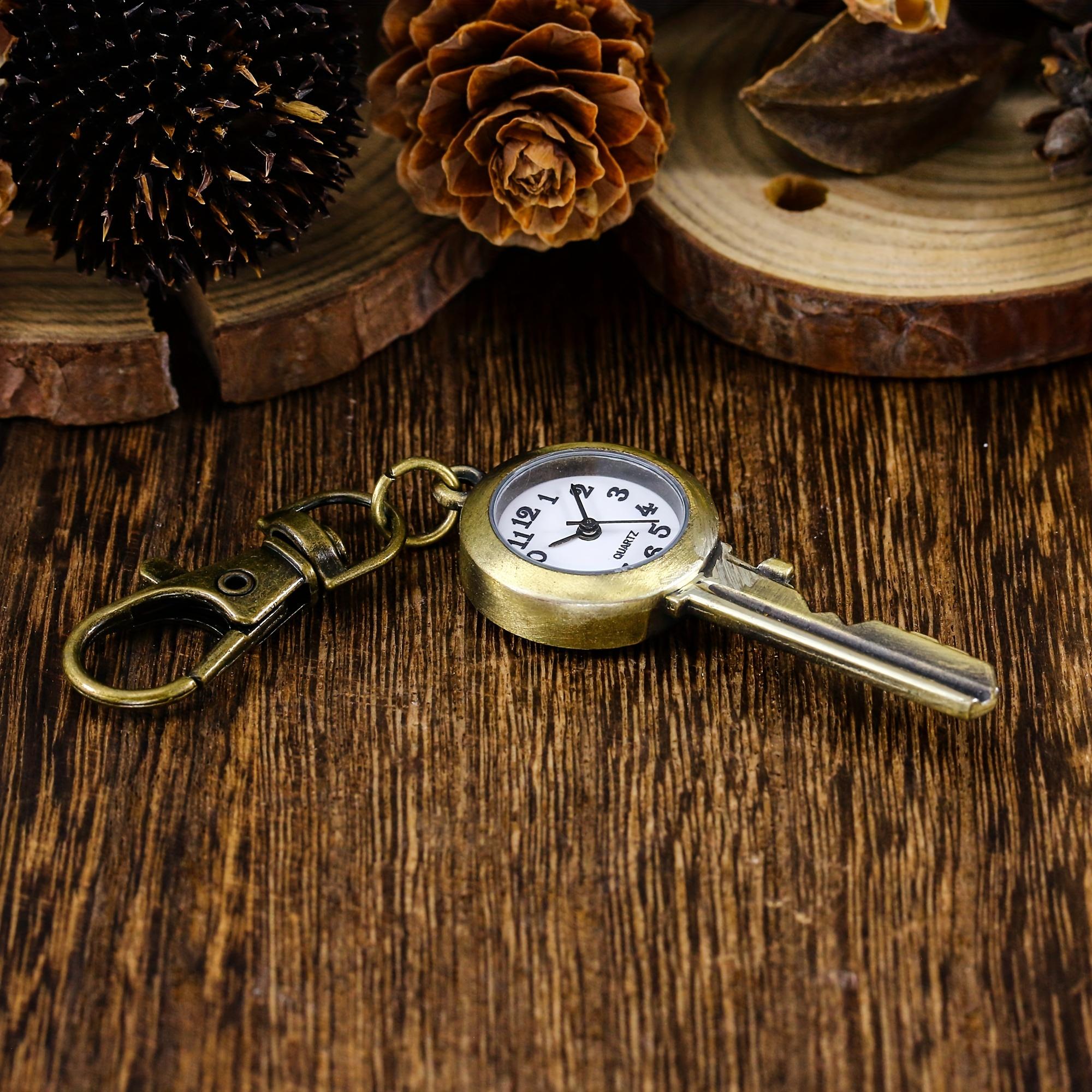 

Key antique copper keychain watch pocket watch quartz watch student necklace watch hanging watch accessory коричневый