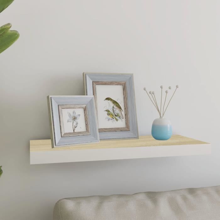 VidaXL Floating Wall Shelf Oak and White 60x23.5x3.8 Cm MDF