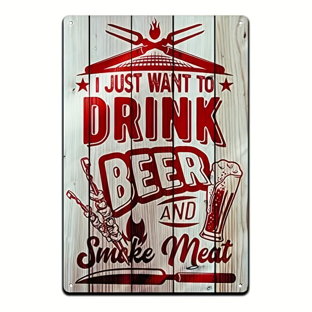 Vintage Beer  BBQ Metal Iron Sign  Retro Wall Decor for Home Kitchen Bar Club and Man Cave