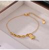 Women's Trendy Titanium Steel Square Anklet with Non-Fading Sign Pendant