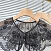 Hot Selling Ruffled Bow Tie Lace Collar with Beaded Detail for Women