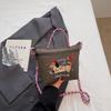 Embroidered dog handbag made of nylon for women; Japanese-style casual bag for commuting and going out; versatile single shoulde