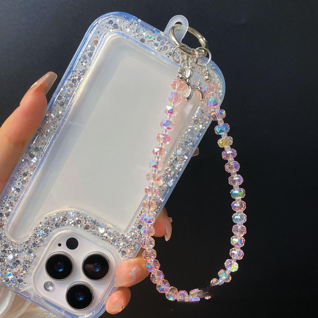 Puppy Pendant Phone Chain Handmade Beaded Wheel Crystal Wrist Chain Simple Phone Case Chain Rope Keychain