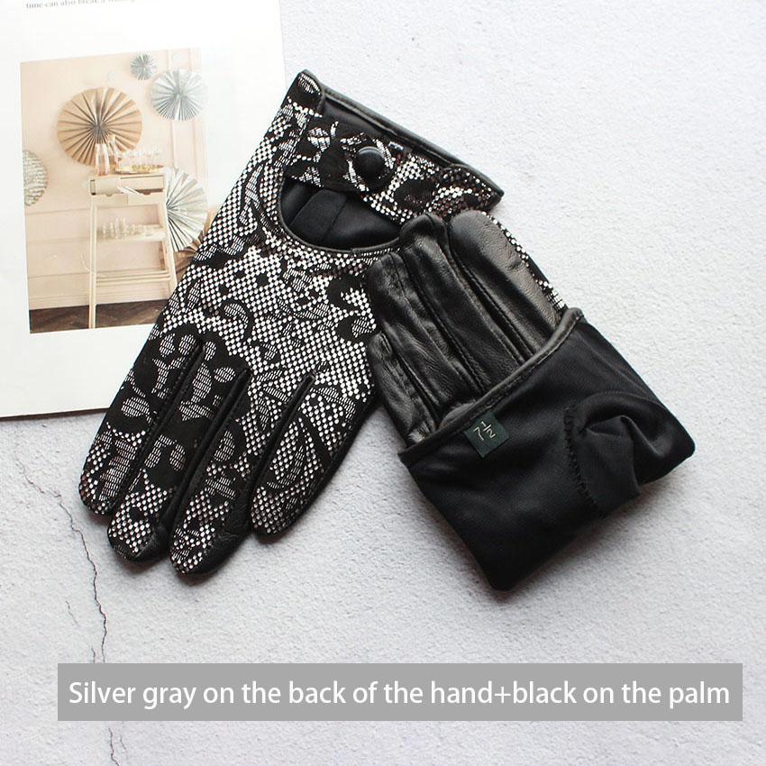 Letnie Rękawice Skórzane Kierowcy Damskie Modne Nowe Cienkie Bez Podszewki Czarne Ze Skóry Owczej Całopalcowe Rękawice Motocyklowe do Jazdy