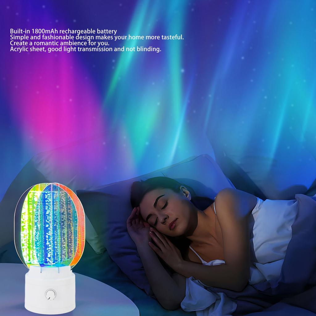 Aurora Table Lamp Rotating Multicolor Night Light Stepless Dimming LED Cordless Bedside Lamp Rechargeable 1800mAh Battery for Bedroom Living Room