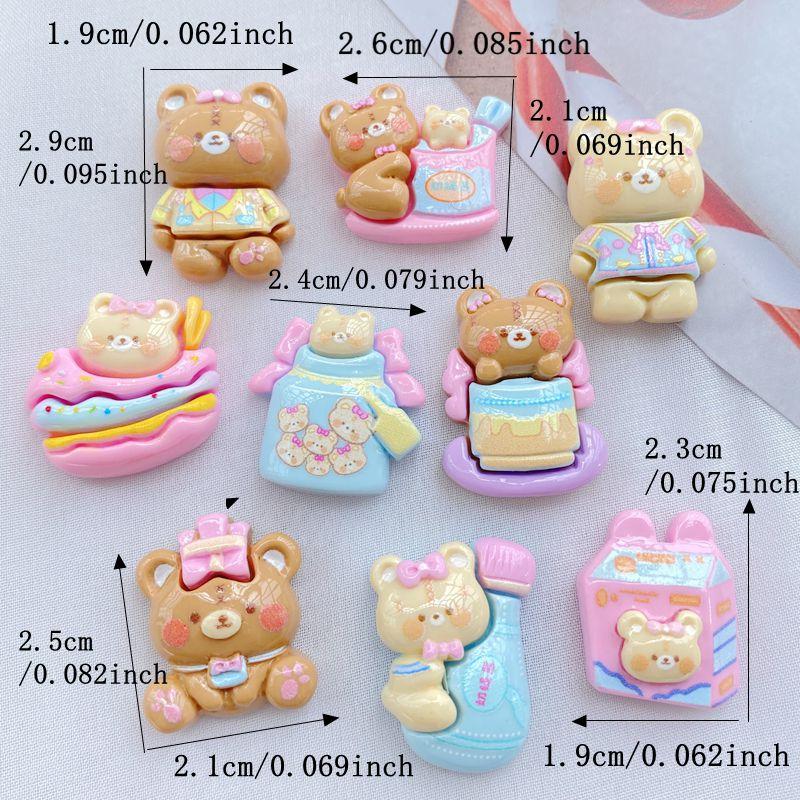 10Pcs New Cute Little Bear Series Flat Back Resin Scrapbooking DIY Jewelry Hairpin Craft Decoration Accessorie