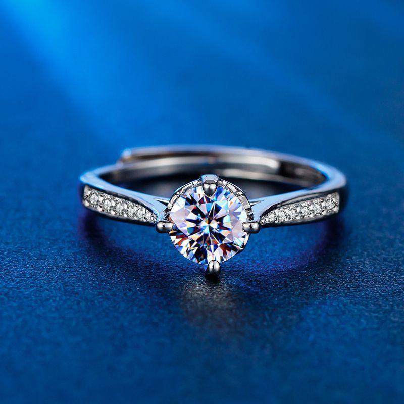 Imitation Mosang Diamond Ring Women's Korean Version Little People's Light Luxury Diamond Ring Couple Wedding Ring