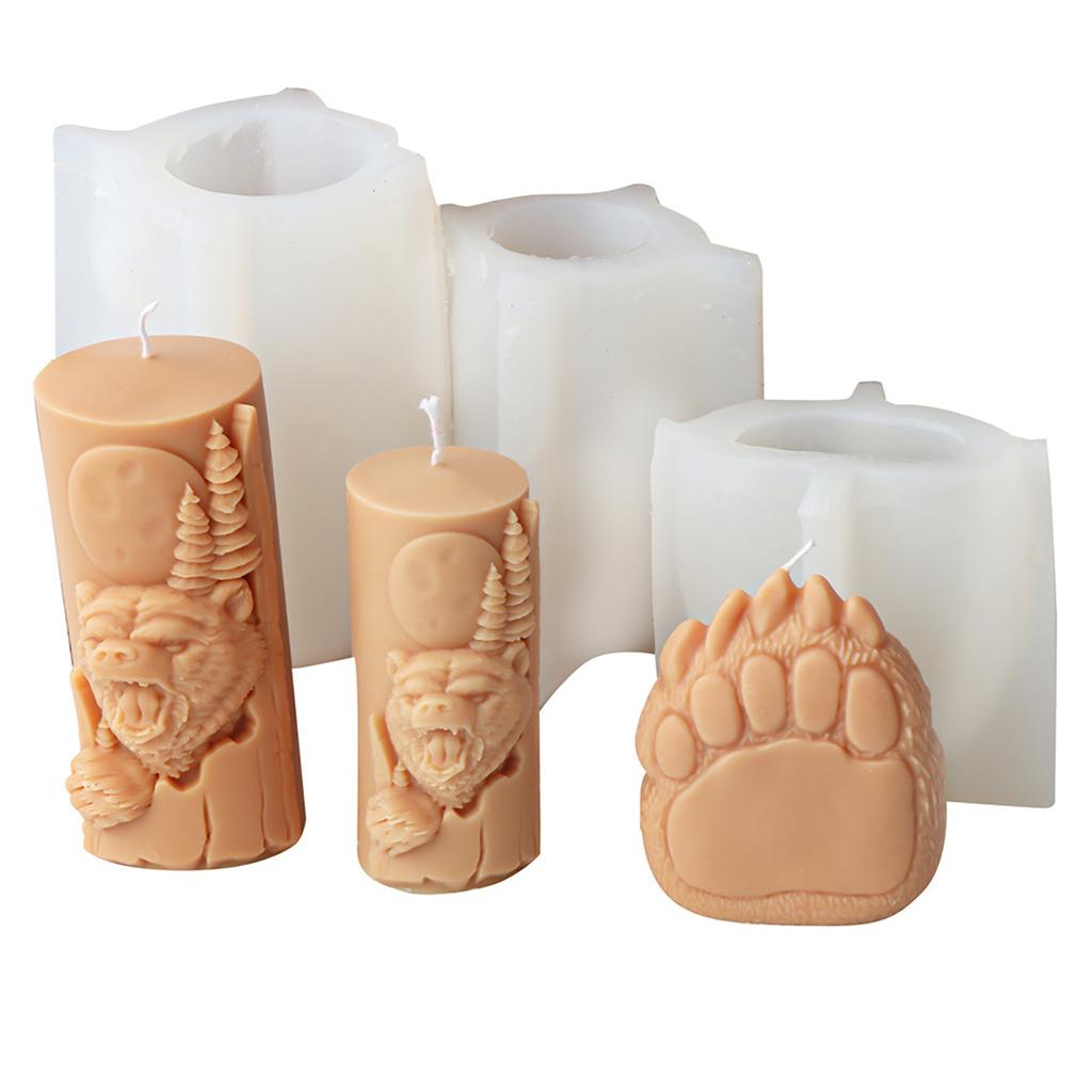 Candle Silicone Molds Candle Crafting Molds Bear Theme Silicone Texture Ornament Moulds Gift for Craft Enthusiasts