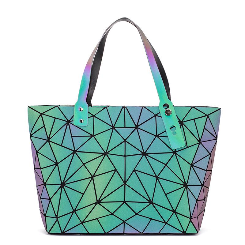 New Variety Luminous Rhombus Bag Women's Folding Laser Bag Rhombus Handbag Geometric Bag