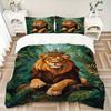3pcs Royal Lion Crown Bedding Set - 1 Duvet Cover + 2 Pillowcases(Core Not Included), Machine Washable Polyester Yy251216168