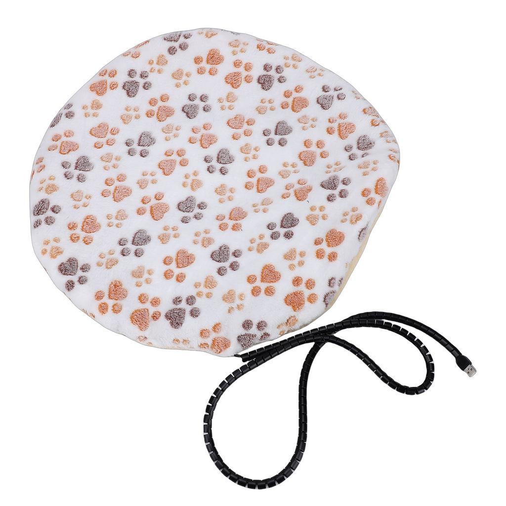 USB Pet Heating Pad Round Double Sided Flannel Thick Warm Dog Cat Heated Blanket Mat for Winter Cold Weather