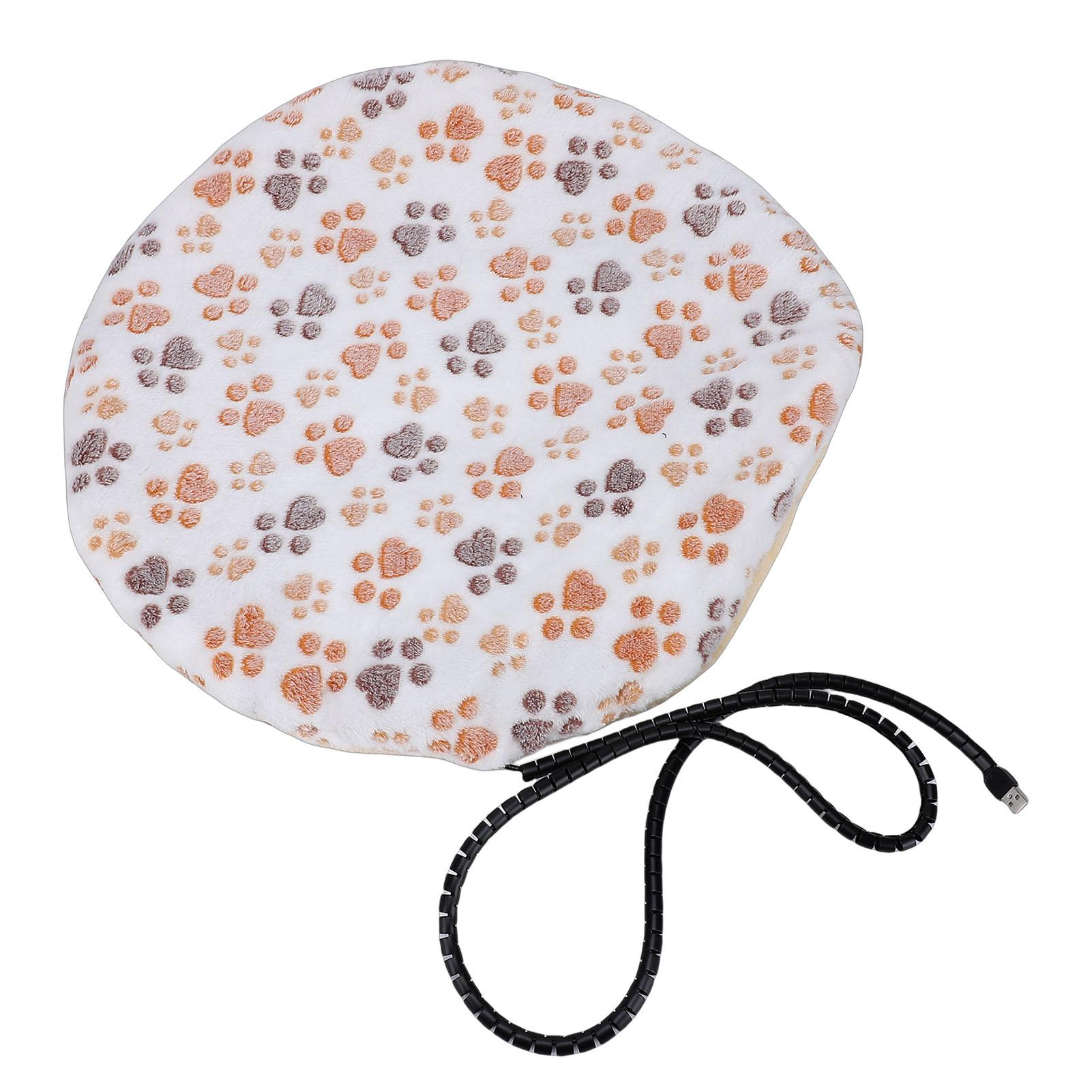 

USB Pet Heating Pad Round Double Sided Flannel Thick Warm Dog Cat Heated Blanket Mat for Winter Cold Weather Type 1