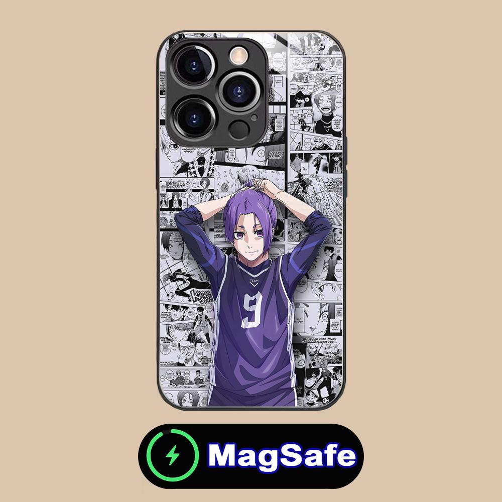 

Blue Lock Reo Mikage Glass MagSafe Mobile Phone Case for iPhone 17 16 15 14 13 12 11 Air Pro Max Plus Mini Colorful Cover iPhone 11 Pro Max