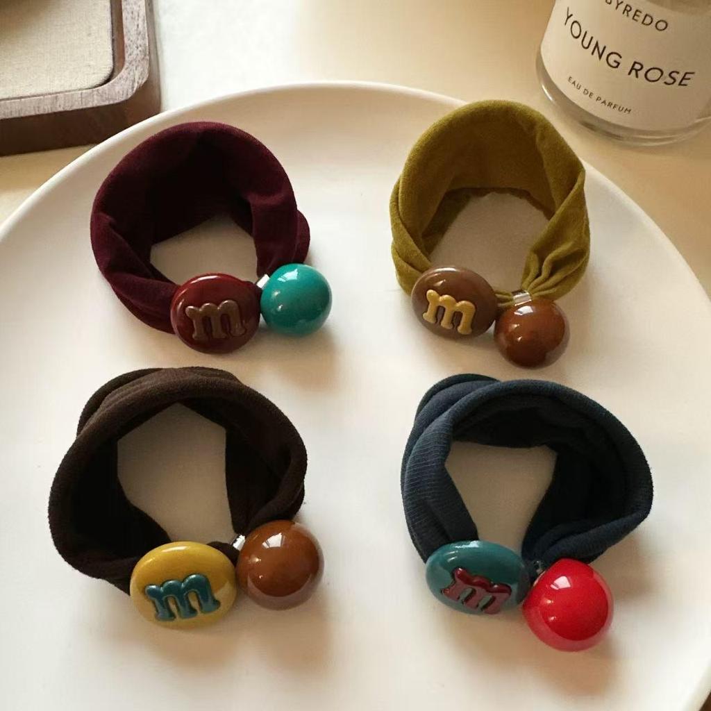 Korean-Style Seamless Elastic Hair Ties for Women - M-Shaped, Candy Colors, No-Damage, Perfect for Ponytails