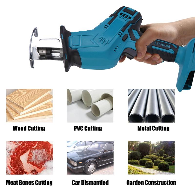 Cordless Reciprocating Saw 18V Adjustable Speed Chain Saw Metal Pipe Cutting Tool Suitable for Makita 18V Battery