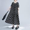 Kurzärmlig Übergröße Vintage Punkt Neu in Kleider für Frauen lässig locker langes Sommerkleid