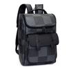 Schoolbag Backpack Men's Business Casual Large Capacity Backpack PU Plaid Casual Commuter Versatile Laptop Backpack