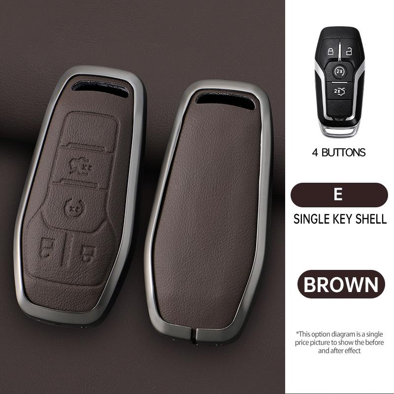 

Zinc Alloy Leather Car Remote Key Case Cover For Ford Fusion Mondeo Mustang F-150 Explorer Edge Accessories