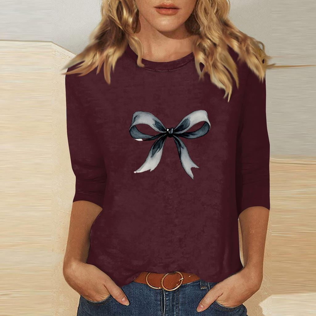 Damen-Oberteil mit Rundhalsausschnitt und 3/4-Ärmeln