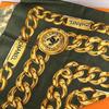 Used Vintage Large Scarf, Chain Pattern, Olive Green, Unused