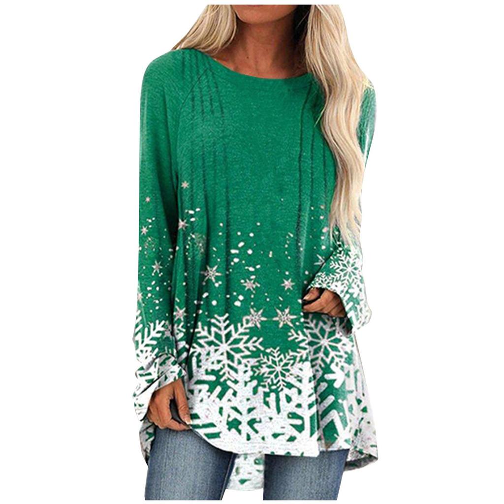 Women Fashion Casual Long Sleeve Print  Loose And Comfortable Tops