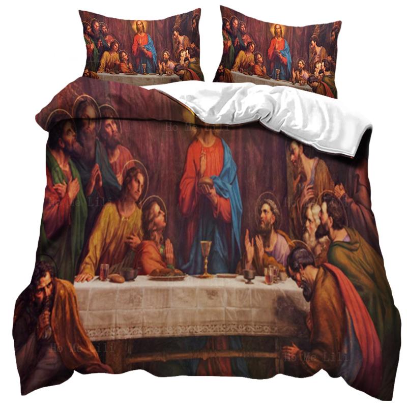 Comforter 3D Jesus Christian Sacred Jesus Bedding Set God Bless You Soft Set King/Queen Size For Adults Women Men