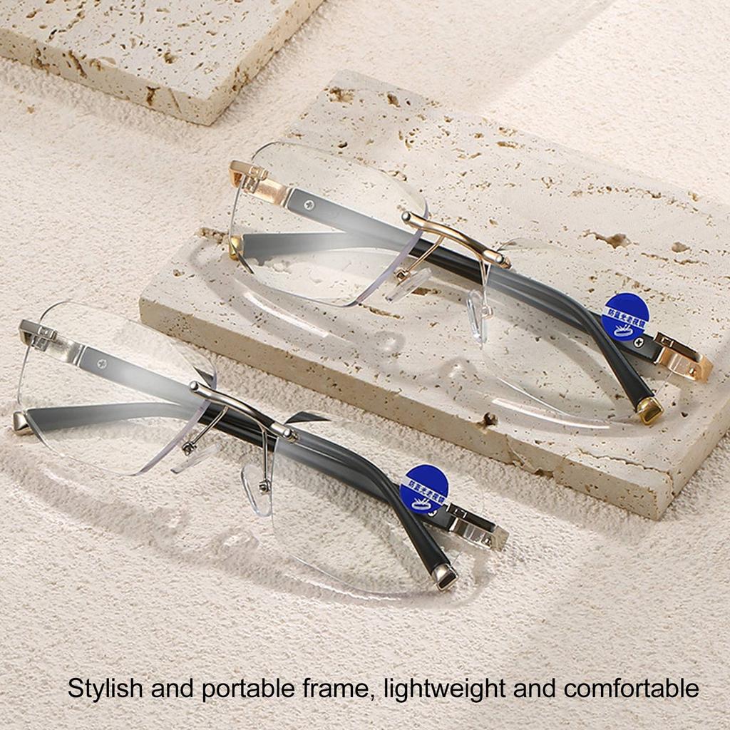 Presbyopic Glasses High Definition Lens Reading Glasses Blue Light Blocking Men Frameless High Definition Lens for The Elderly