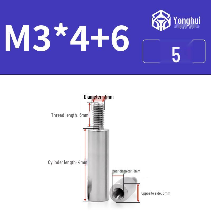 

304 Stainless Steel Single-Head Round Rod Spacer – Smooth, Extended Copper Threaded Support Column