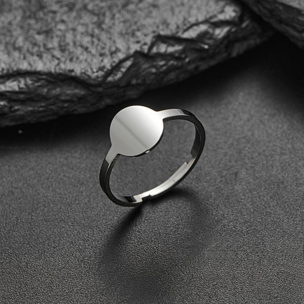 Cross-Border Fashion Stainless Steel Geometric Adjustable Round Ring
