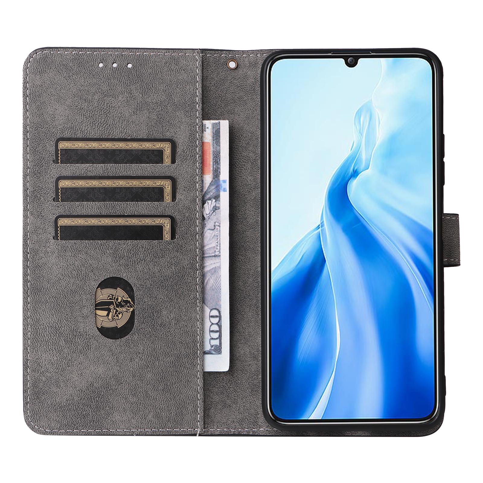 

For Oukitel C51 Leather Case RFID Blocking Wallet Phone Cover with Strap Black