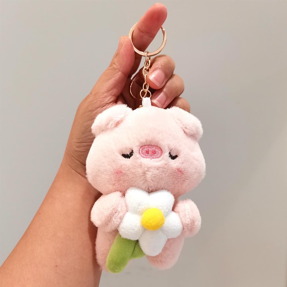 Cute Plush Bear Keychain Dolls White And Pink Small Pendant For Girlish Schoolbag Charms Wedding Gifts Toys